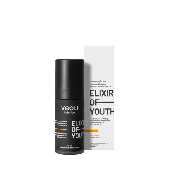 Veoli Botanica ELIXIR OF YOUTH Rozjaśniająco-odżywcze serum emulsyjne z tetraizopalmitynianem askorbylu 5%