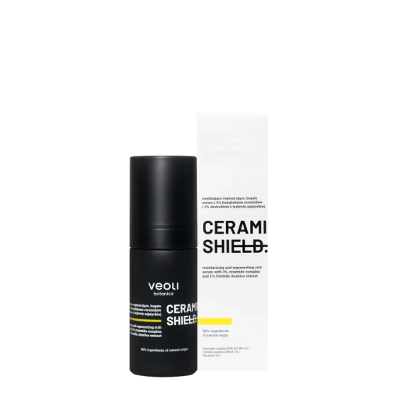 Veoli Botanica CERAMIDE SHIELD Nawilżająco-regenerujące, bogate serum z 3% kompleksem ceramidów i 1% ekstraktem z wąkroty azjatyckiej 30ml
