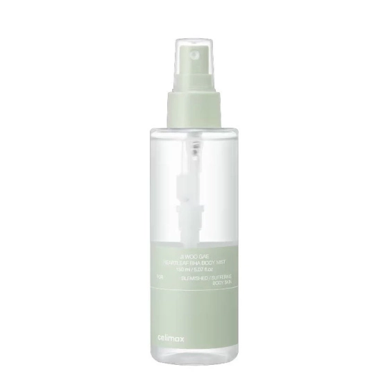 Celimax Ji Woo Gae Heartleaf BHA Body Mist - spray do ciała na niedoskonałości z kwasami BHA, PHA i LHA