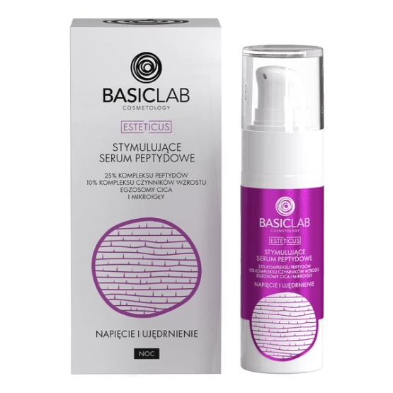 BasicLab Napięcie i Ujędrnienie Stymulujące serum peptydowe do twarzy na noc