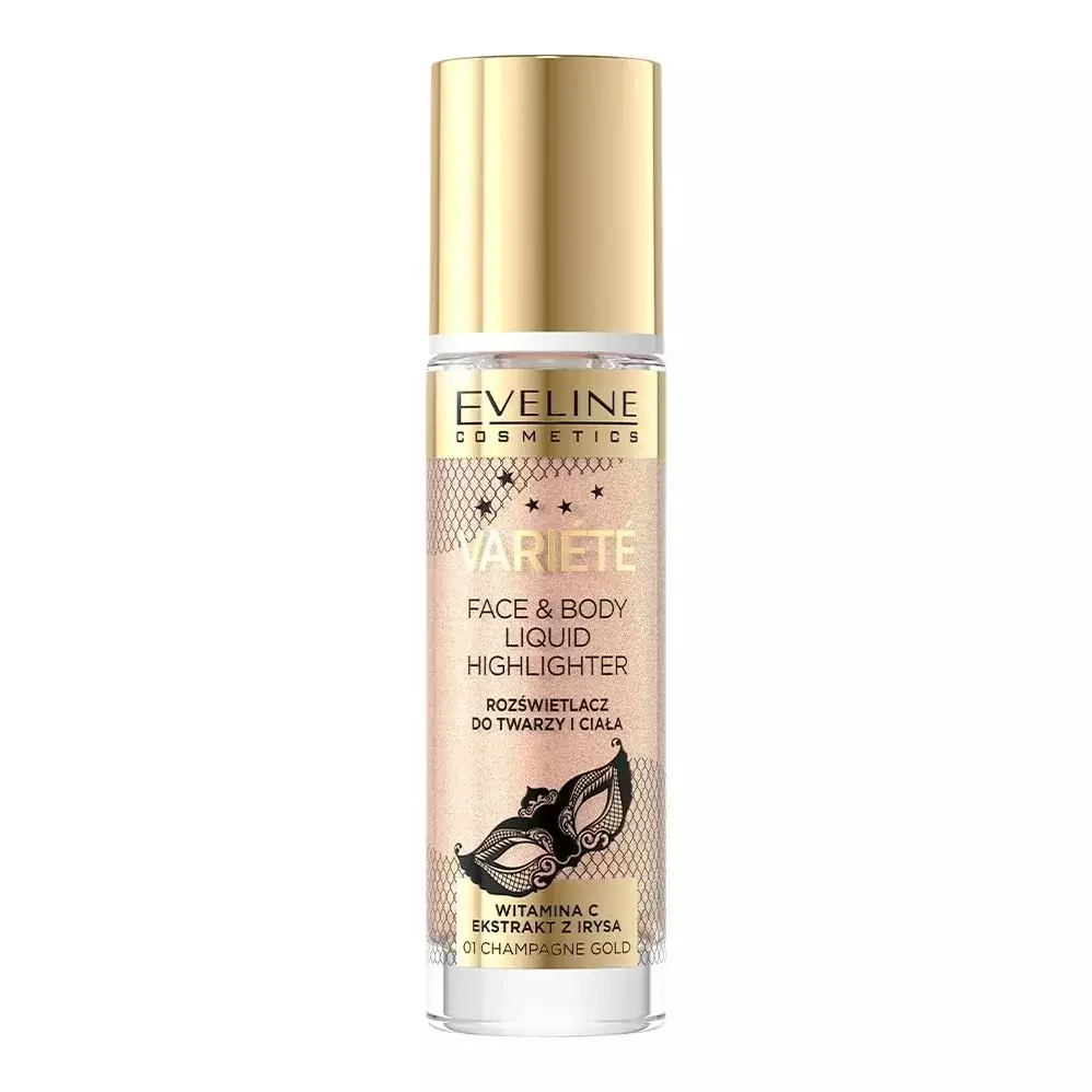Eveline Cosmetics VARIETE Płynny rozświetlacz do twarzy i ciała 01 CHAMPAGNE GOLD 30 ml