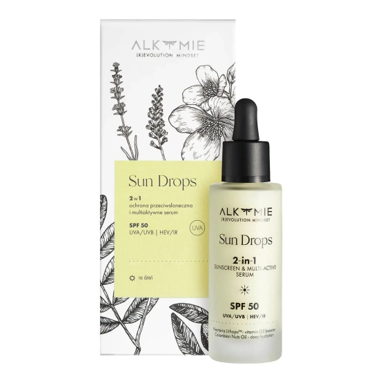 ALKMIE SUN DROPS SPF 50 2w1 ochrona przeciwsłoneczna i multiaktywne serum