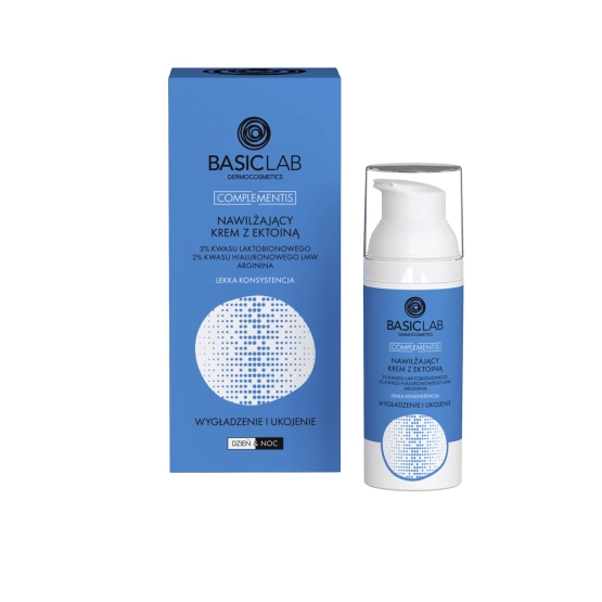 BASICLAB Nawilżający krem z ektoiną, 3% kwasu laktobionowego Lekka Konsystencja NAWODNIENIE I UKOJENIE