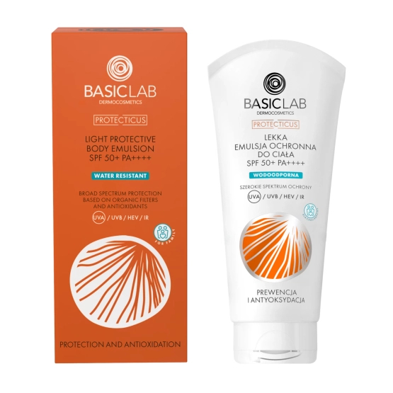 #9 BasicLab Protecticus Lekka emulsja ochronna do ciała SPF 50+ PA++++