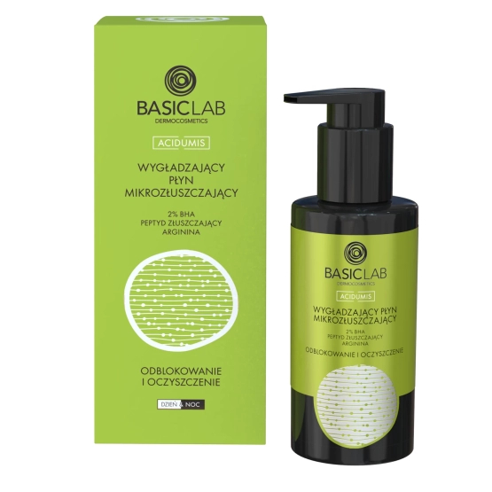 BASICLAB Wygładzający płyn mikrozłuszczający z 2% BHA i tripeptydem złuszczającym