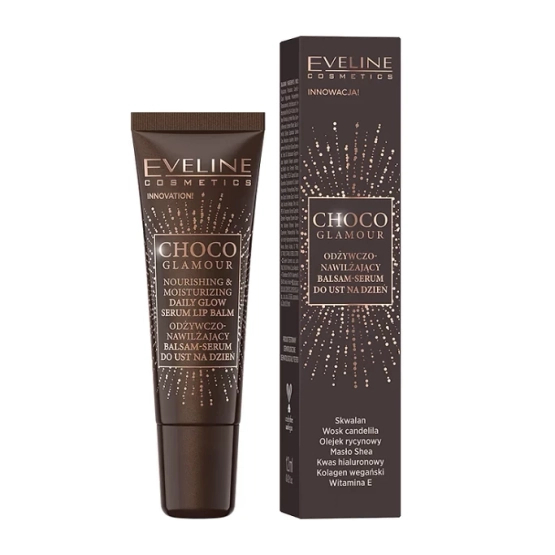 EVELINE COSMETICS CHOCO GLAMOUR Odżywczo-nawilżający balsam-serum do ust na dzień