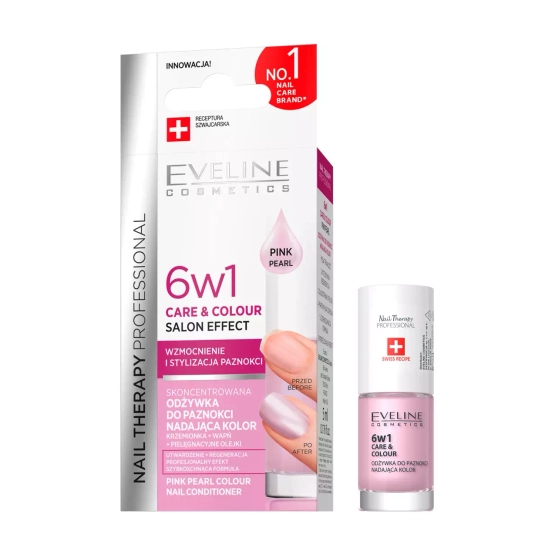 EVELINE COSMETICS NAIL THERAPY Skoncentrowana odżywka do paznokci nadająca kolor Pink pearl