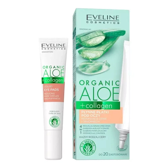 EVELINE COSMETICS ORGANIC ALOE + COLLAGEN Płynne płatki pod oczy