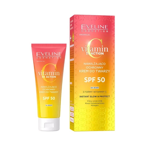 #9 Eveline Cosmetics VITAMIN C 3X ACTION Nawilżająco-ochronny krem do twarzy SPF50