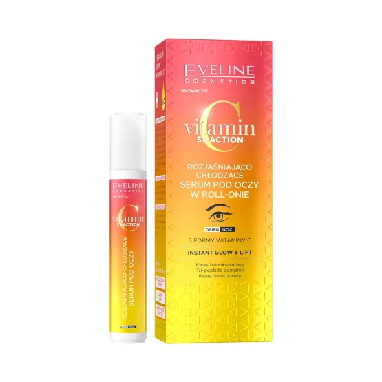 EVELINE COSMETICS VITAMIN C 3X ACTION Rozjaśniająco-chłodzące serum pod oczy w roll-onie