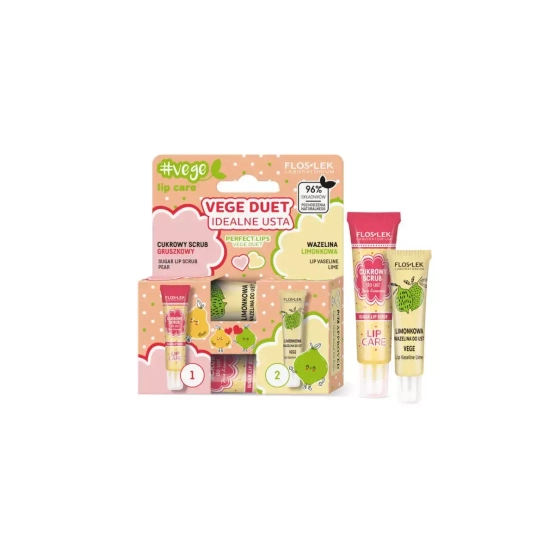 FLOSLEK Vege Lip Care VEGE DUET Idealne usta (Cukrowy scrub + wazelinka)