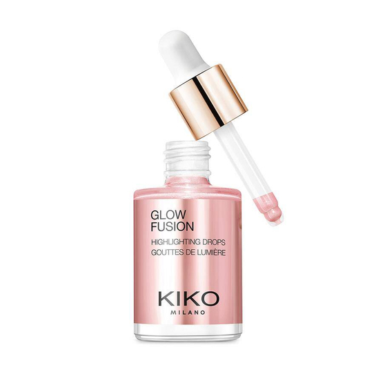 #3 Kiko Milano Glow Fusion Highlighting Drops metaliczny rozświetlacz do twarzy w płynie 01 Platinum Rose