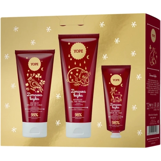 YOPE Zestaw Świąteczny Zimowa Bajka Żel pod prysznic 200ml + Balsam do ciała 150ml + Krem do rąk 50ml